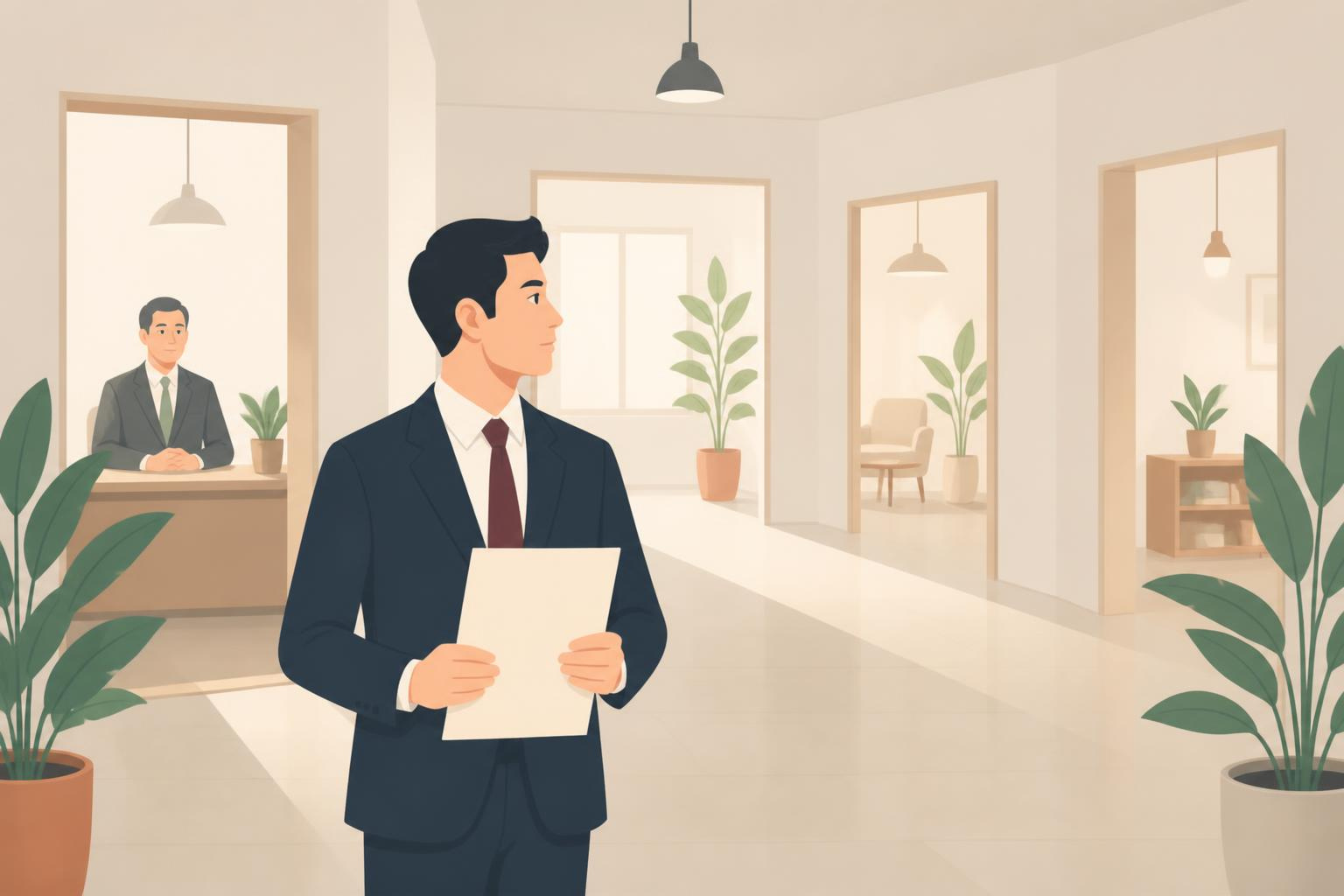 最後の一手をどうするか考えている経営者のイラスト
