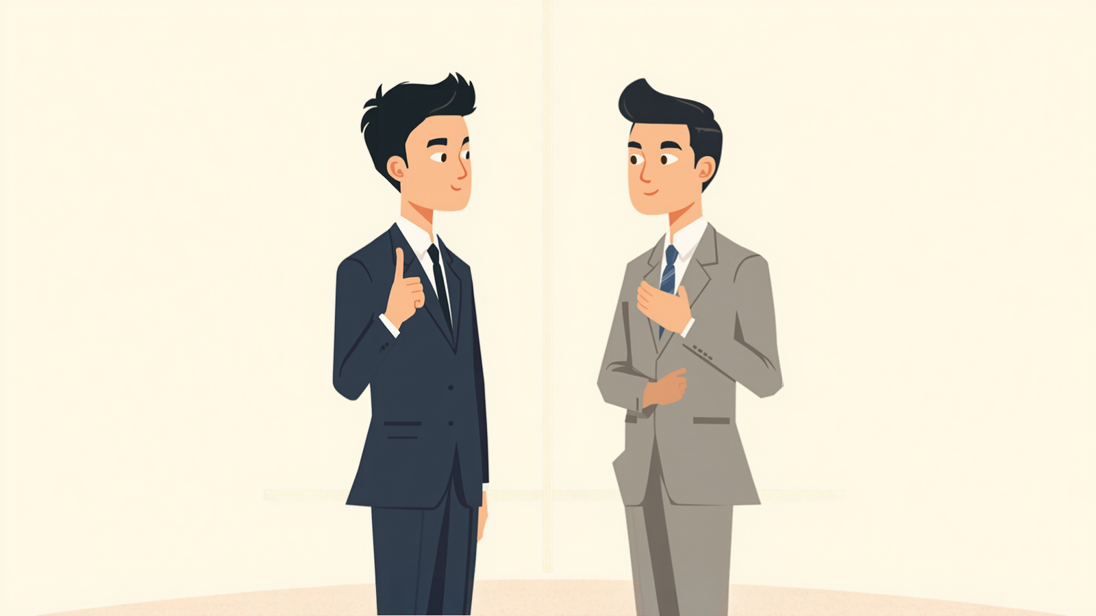 窓辺に並んで立ち、質問する経営者と胸に手を当てて答える若い税理士