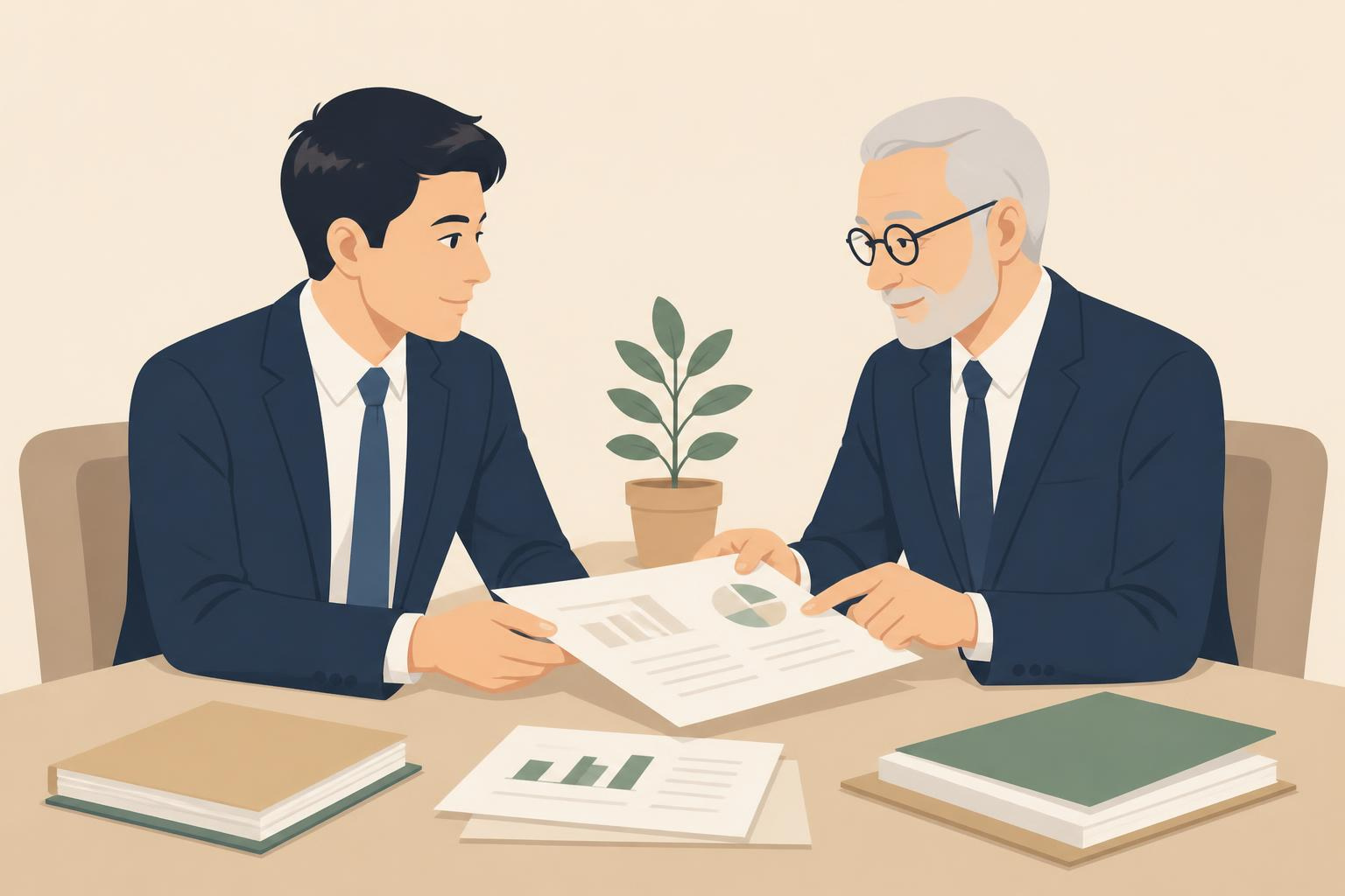 税理士との付き合いがうまく行っている経営者のイラスト