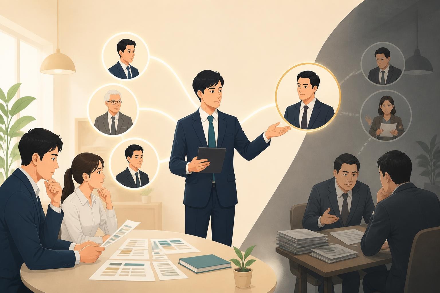 税理士紹介サービスの仕組みと選び方や無料の仕組みの説明を聞いている経営者